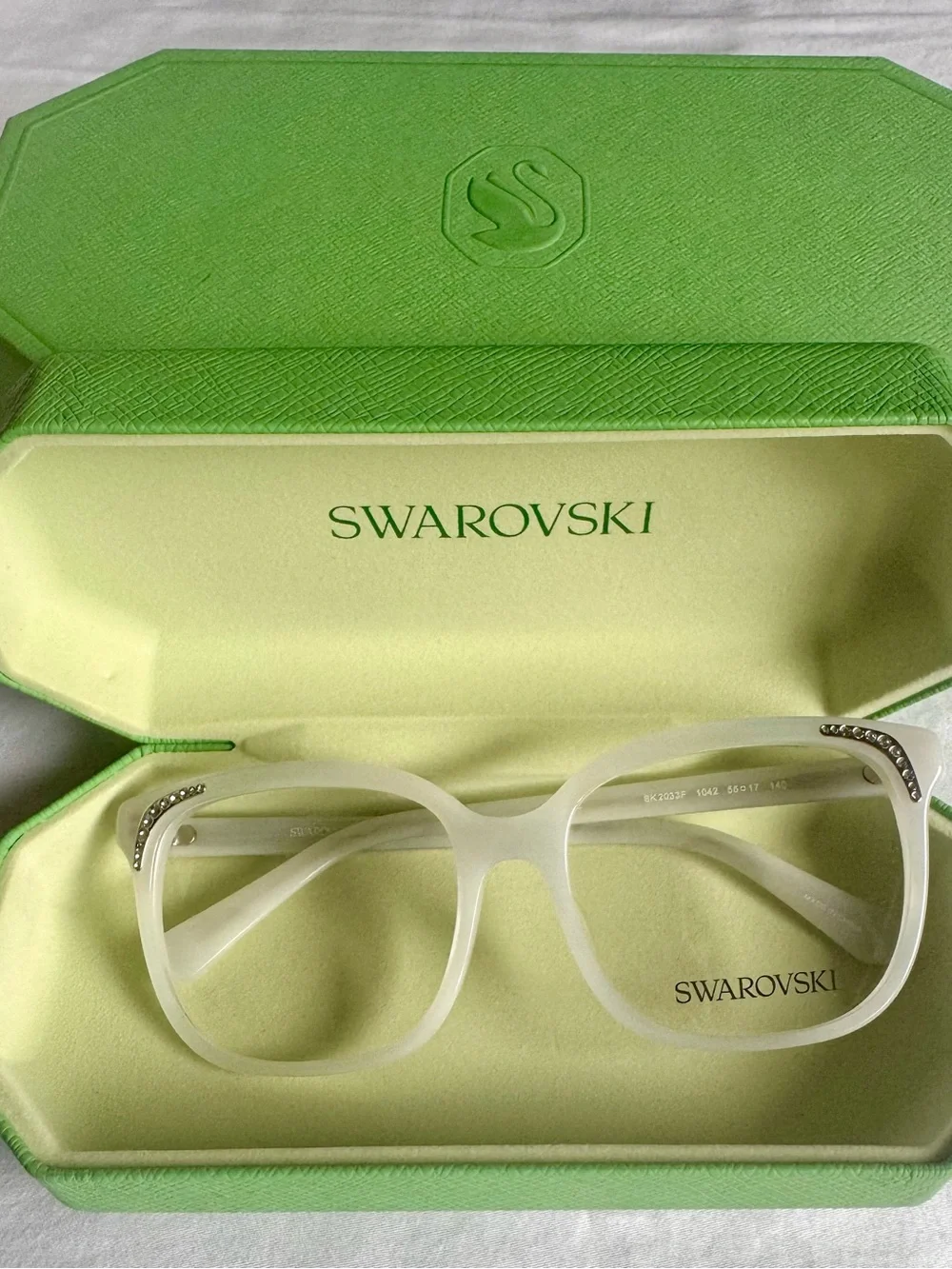 Swarovski RX Frosted White Crystal-Trim Women's Eyeglass Frames